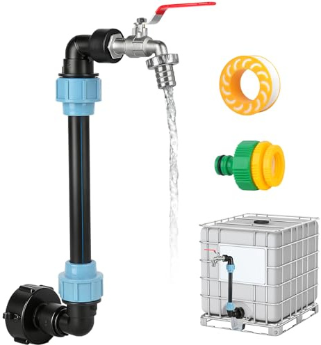Mineup IBC Swan Neck 3/4, kit di collegamento IBC, kit di collegamento per serbatoio dell'acqua piovana S60 x 6 IBC, per serbatoio dell'acqua da 1000 litri, contenitore IBC, barile per la pioggia