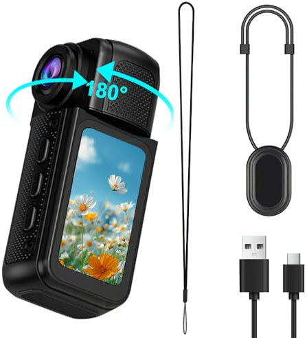 OBEST Action Camera, 180° Body Camera Magnetic Pocket Thumb Cam, 2.7K Wide Angle1.47- inches IPS HD Display Screen, Mini Action Cam for Recording,Outdoors Activities,Walking (32106)