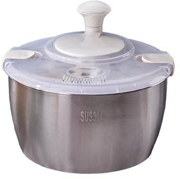 Liwankaqi Centrifuga per insalata in acciaio inox, 5 l, manuale, rimovibile per la pulizia o lo stoccaggio, centrifuga per insalata con fondo antiscivolo, facile da pulire e utilizzare