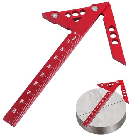 Mittenlehre Linienlineal aus Aluminiumlegierung, Zentrierwinkel, Mittenfinder, Speedmarker Lineal 45° 90° Zentrierwinkel, Zimmermannswinkel, Runde Herz Lineal, Zentrierwerkzeug zum Anreißen und Messen