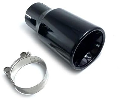 Terminale Di Scarico Ugello Per Marmitta Tubo Scarico Auto Smussato In Acciaio Inox, Vernice A Cottura Completa, Nero Universale 2,5 Di Ingresso Punta Scarico Per Auto(76MM IN-89MM OUT)
