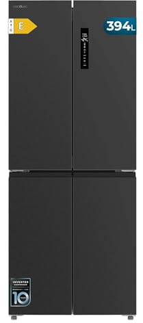 Cecotec Frigorífico 4 Puertas Total No Frost 394L Bolero CoolMarket 4D 394 Dark E. Alto 176cm y 70cm Ancho, Bajo Consumo, Cajón Temperatura Variable, Compresor Inverter, Antibacterias