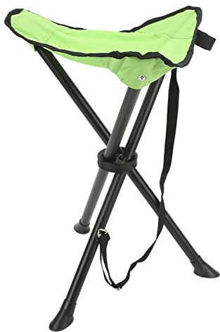 Klappbarer Dreibeinhocker, strapazierfähig, 200 kg Tragkraft, tragbar, rutschfest, faltbarer Stuhl für Outdoor, Camping, Angeln, Picknick, aus 600D Oxford-Stoff, PVC-Beschichtung, Grün