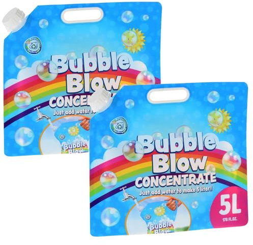 2 Packs of 5 Litre Bubble Solution Concentrate, 5L Ready to Mix Bubble Refill Liquid Solution Just Add Water