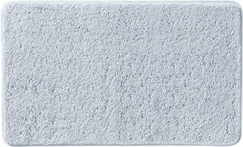 Erwin Müller Badematte, Badteppich, Badvorleger Rhodos Uni rutschhemmend Silber Größe 60x100 cm - ultraweich, extrem saugfähig, flusenarm
