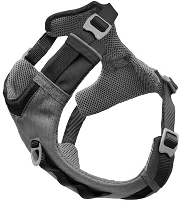 Kurgo Journey Air Hundegeschirr - Sichere Passform für Aktive Hunde - Gepolstertes Bruststück - Leichtes Ripstop-Gewebe - Atmungsaktives Netzmaterial - Reflektierender Rand - Schwarz - S