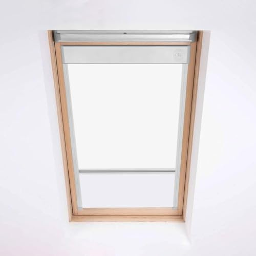 Dachfenster Jalousie für Velux Dachfenster – Verdunkelungsrollo – Brilliant Weiß – Silberfarbener Aluminiumrahmen (MK08)