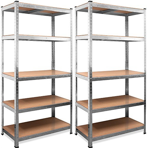 Monzana® 2X Schwerlastregal XL 180x90x60cm 1750kg 5 MDF-Platten Regal Lagerregal Kellerregal Steckregal Werkstattregal