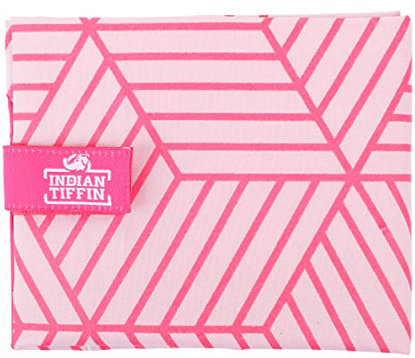 Indian-Tiffin Sac à Sandwich et collation réutilisable, Sac à Lunch écologique zéro déchet, Lavable et réglable pour être transformé en Nappe (Rose)