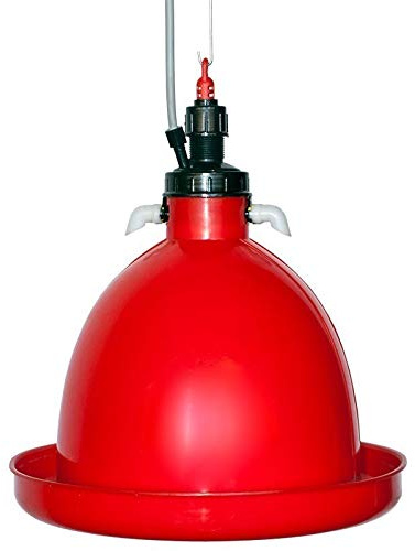 Suinga Bebedero Automático Colgante para Gallinas y Pollos | 35x35x35 cm | Sistema de Campana | Fácil Instalación y Limpieza | Rojo