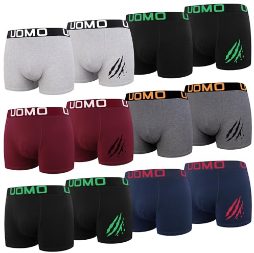 L&K 12er Pack Boxer Shorts Hommes Rétro Shorts Coton Classique Couleurs Unies Caleçons 1119 D 5XL