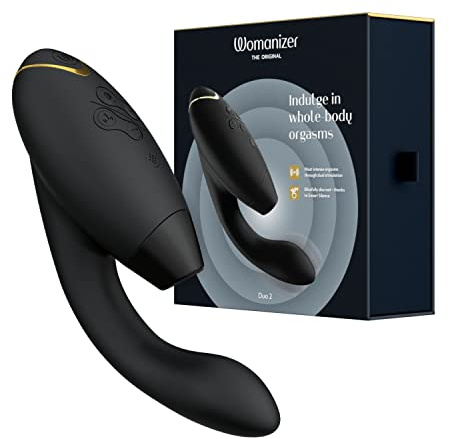 Womanizer Duo 2 Klitoris-Sauger für Frauen - Rabbit Vibrator Sextoy für Klitoris und G-Punkt Stimulation - Smart Silence - Druckwellenvibrator mit 14 Intensitätsstufen - Wasserdicht - Schwarz