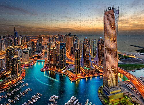 1500 Teile Puzzle Dubai Night View Puzzle Holzspielzeug Geschenk Home Decor