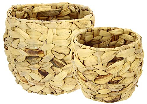 Flair Flower Lot de 2 Pots de Fleurs en Jacinthe d'eau en Jacinthe d'eau - Pot de Fleurs - Pot de Fleurs artificielles - Pot décoratif tressé