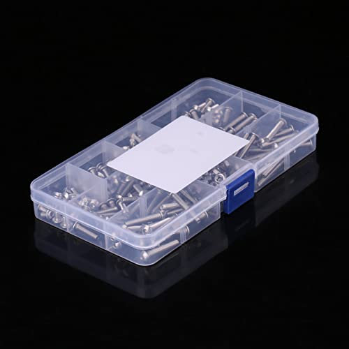 Yctze 210-teiliges Sortiment an M4 SS304-Edelstahl-Innensechskant-Halbrundschrauben und Muttern, Ideal für Zuhause, Büro, Werkstatt und Garage