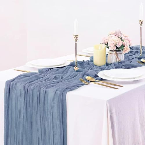 Aikeis Tovaglia blu grigio, runner da tavola blu, decorazione da tavola, decorazione boho, tovaglia lunga, decorazione romantica, azzurro, adatta per matrimonio, cena, festa