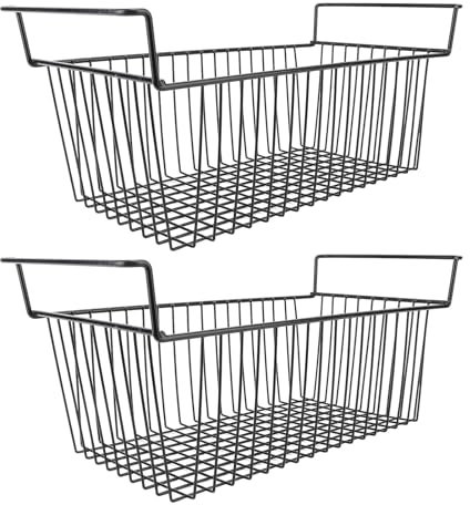 Bacs d'organisation de Congélateur Coffre, Fil Métallique 2 Pièces Panier de Congélateur en Métal Solide avec Revêtement PE pour Réfrigérateurs (L49,5 cm x W29cm x H27cm