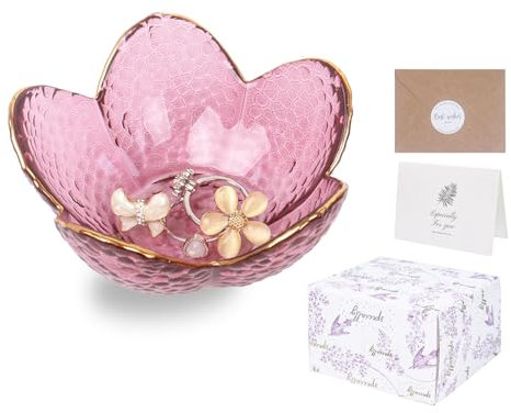 Nideen Gifts for Women Trinket Dish Small Jewellery Dish, Decorative Ring Dish Trinket Tray with Gift Box Key Dish, 3.54× 1.65 inches(Purple)