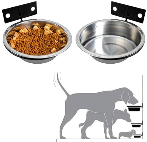 MYAYD 1 Set Wall Mounted Dog Feeder, Elevated Dog Bowl, Puppy Feeder, Dual Use Pet Feeding Station Wall-mounted Stainless Steel Bowl for Dogs Cats, Dog Bowl Elevated Wall Mounted Cat Food Bowl