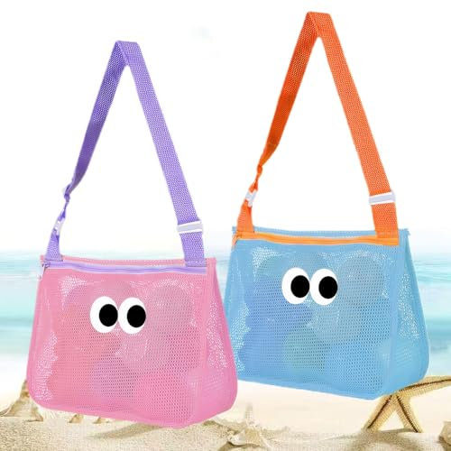 2 Stück Tasche für Sandspielzeug Netztasche Sandspielzeug Wiederverwendbar und Faltbar Leicht zu Reinigen und Trocknet Schnell für Strandpicknicks Pool Familienurlaub