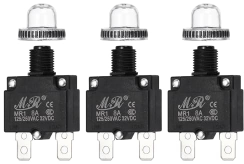 QUARKZMAN 3 Pcs Interruttore Termico A Pulsante 5Amp 125/250V AC 32V DC | Protezione Sovraccarico Termica, Con Ripristino Manuale, E Tappi Pulsante Impermeabili