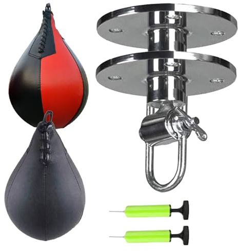 Sac de frappe pour adultes - Kit d'entraînement de boxe avec pompe à air rotative - Sac réflexe durable pour la maison, la salle de sport, le bureau, les hommes, les femmes, le fitness, la réduction