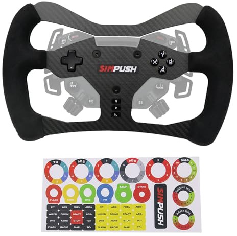 Benshuuk 12-Inch (300mm) Carbon Fiber & Suede F1 Formula Wheel Mod For PXN VD4/VD6 Bundle WAS Force Feedback Racing Wheel ; Supper lightweight For PXN-4Nm/6 Nm Gaming With Suede Grip (PXN VD4/VD6)