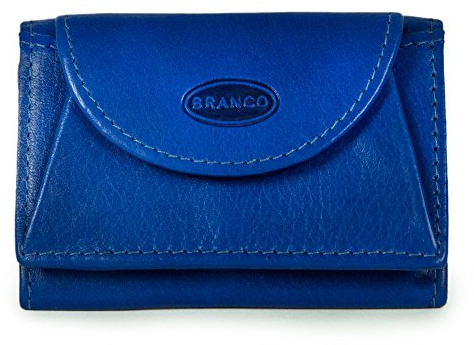 Branco 105, Kleine Geldbörse / Mini Portemonnaie Größe XS aus Leder, für Damen und Herren, Azur-Blau