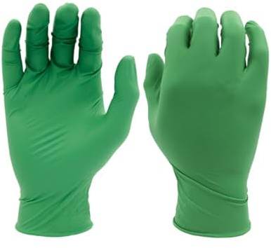 SHOWA 6110PF Disposable Biodegradable Nitrile Powder Free Work Glove, 240mm long, .1mm thick, Green, S