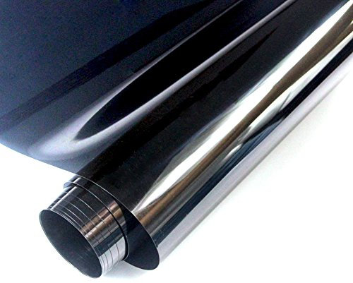 FENTIS Pellicola Riflettente per Finestre Nero Pellicola Solare a Specchio Unidirezionale Adesivo Statico Controllo del Calore Anti UV Tinta per Finestre per Casa e Ufficio 90x200cm