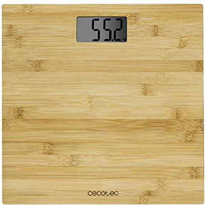 Cecotec Digitale Personenwaage mit hoher Präzision Surface Precision 9300 Healthy. Mit Bambus-Plattform (eco-friendly), LCD-Display und einer maximalen Kapazität von 180 kg. Mit Maßband (Holz)