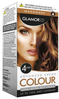 Glamorize Women Hair Dye Mahogany No.4 1pk Permanent Naturally Beautiful Color Rich Shining Professional Long Lasting Safe on Scalp
