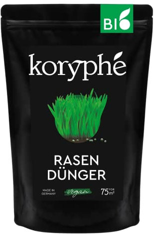 Koryphé Engrais Gazon Bio 1,5 kg - Engrais gazon biologique, durable & végétalien I Engrais gazon bio écologique I Pour épandeur I Engrais gazon printemps, été avec effet longue durée