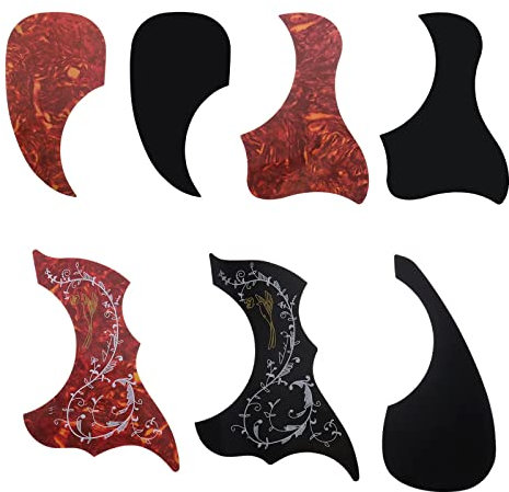eMagTech 7 STÜCKE Gitarren Schlagbretter Vogel und tropfenförmige kratzfeste Schutzplatte selbstklebender verschleißfester Schlagschutz Aufkleber für Akustikgitarre