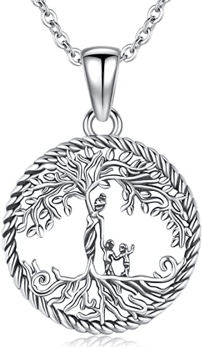 Collar para Madre Mujer Colgante Árbol de la Vida de Plata de Ley 925 Collar con Colgante de Madre e Hijos Familiar de Joyería Regalos para Mamá Hija Abuela Hermana Esposa (C-madre con dos hijos)