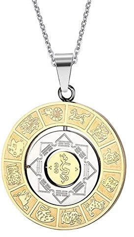 HIJONES Herr rostfritt stål roterbar myntskiva stjärntecken 12 stjärntecken astrologi hänge halsband läckra personliga enkla smycken, Metall, metall
