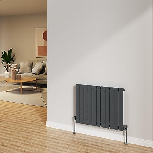 NRG Radiador de antracita de 600 x 748 mm, panel plano horizontal, calefacción central