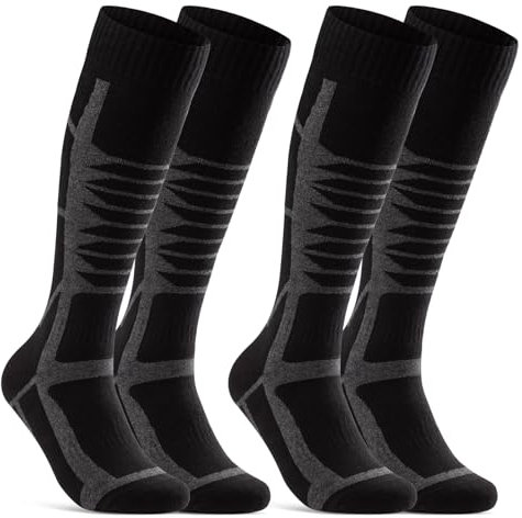 2 Paar Skisocken Herren & Damen Ski Kniestrümpfe 34175 WP (Schwarz 35-38)