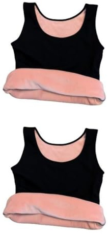 Chemises Thermiques Sans Manches Pour Dames, Sous-Vêtements Doublés En Polaire Thermique Débardeur Chaud D'Hiver Pour Femmes Camisole Gilet Sans Manches Maillot De Corps Cami Top, 2 Pcs Noir, Xs