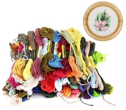 100 Pezzi Filo Da Ricamo Kit 8 m Ricamo Punto Croce Fili Punto Croce Assortimento Colori Cotone Gomitoli Multicolore per punto croce, braccialetti dell'amicizia, attività creative