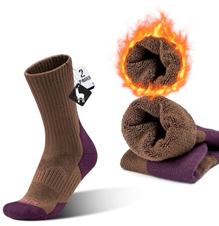 ineepor Calze Termiche Donna Uomo di Alpaca Calzini Termici Caldi Invernali Calze Lana da Trekking Running Sportive Sci Calde 2 Paia