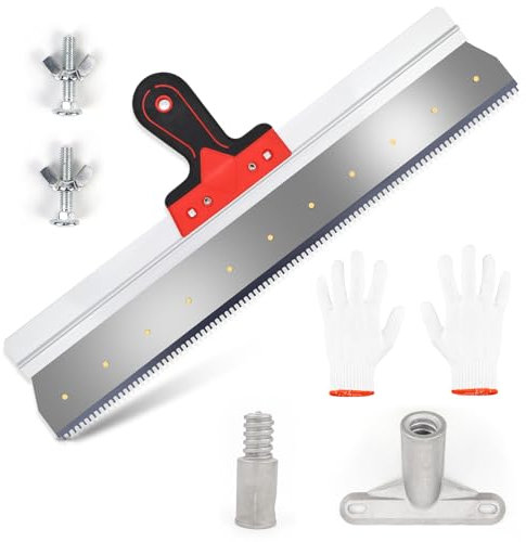 Spatule de surface - Raclette dentée de 560 mm - Avec support de manche - Grande surface - Masse de compensation pour une application uniforme des masses de revêtement de sol