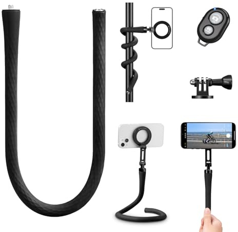 K&F CONCEPT Support Téléphone Magnétique Flexible, Support Portable Compatible avec Smartphone, Support Pliable Tube avec Adaptateur à Vis 1/4, Compatible avec iPhone/Android/GoPro/DJI Osmo Action