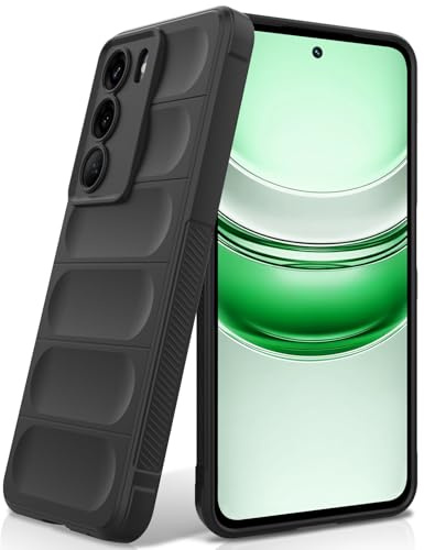 BonYonka Case Compatible with Realme 14X 4G/5G, Shockproof Wave Pattern, Scratch-Resistant, Soft Microfibre Lining, All-Round Protection Protective Case with Camera Protection, Black