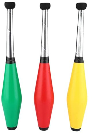 Jiuvaso Lot de 3 Massues de Jonglage Professionnelles Légères en EVA et PE | Bâtons de Jonglerie aux Couleurs Vives avec Poignée Ergonomic, Accessoire Anti-Rayures pour Enfants et Débutants