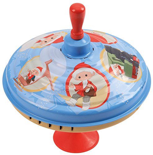 Bolz 52333 Brummkreisel ca. 19 cm, Blech Schwungkreisel, klassischer Pumpkreisel, Blechkreisel mit Unser Sandmännchen, Kreisel mit Standfuss, Spielzeugkreisel für Kinder ab 18m+, Sandmann Motive