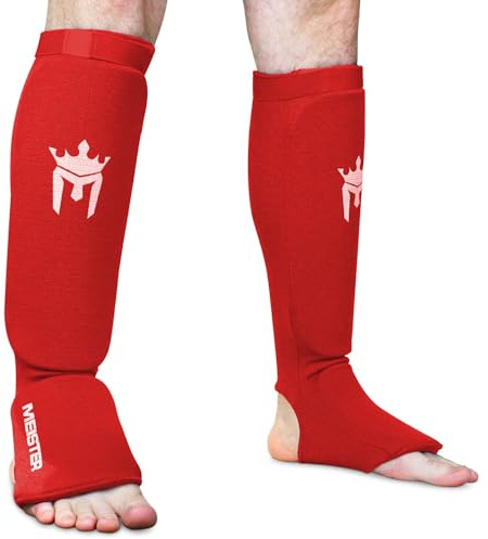 Meister Parastinchi e Calcio Imbottiti in Tessuto Elastico per MMA (Coppia) - Rosso - Gioventù - X-Piccolo