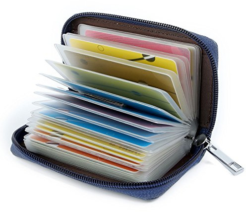 GERIINEER Kreditkartenetui Damen Herren Kartenetui Leder (Blau)