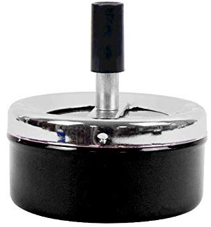 HSD - Posacenere girevole in metallo, per sigarette, con spinta verso il basso, colore: Nero