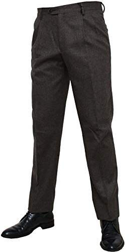 shop casillo Pantalone Uomo Classico Flanella Due Pence 46 48 50 52 54 56 58 60 (Marrone, 50)